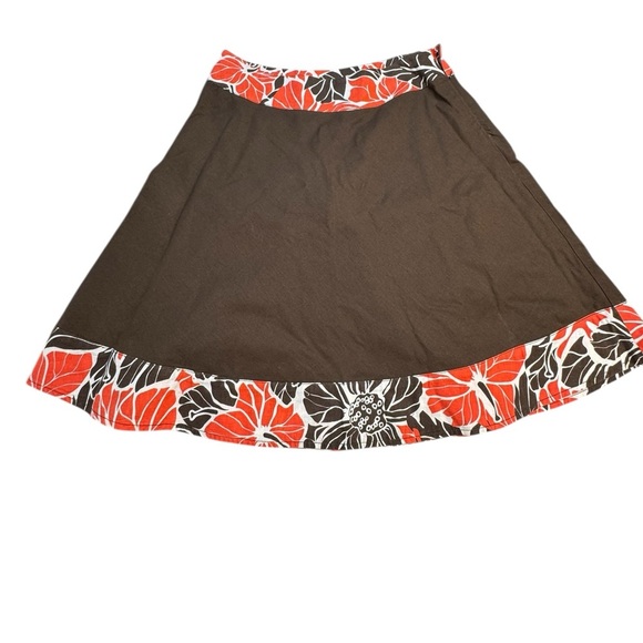 Bob Timberlake Linen Blend Floral Brown and Red Women's Full‎ Skirt Sz 8 EUC - Picture 2 of 9